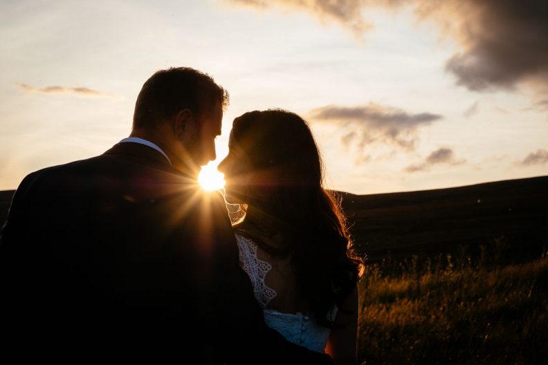 wedding couple at sunset in dublin mountains