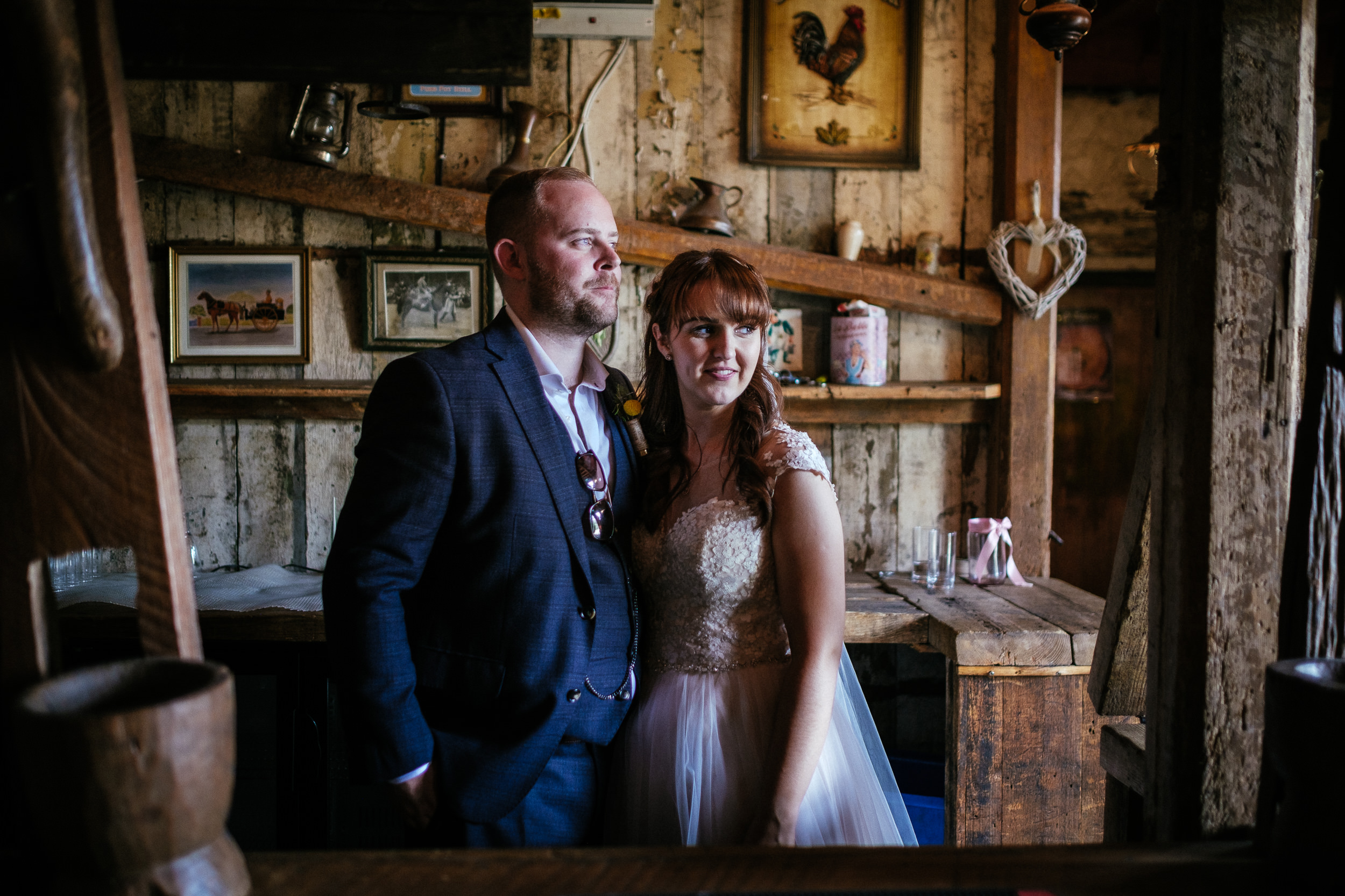 bride and groom in bar of ballybeg house