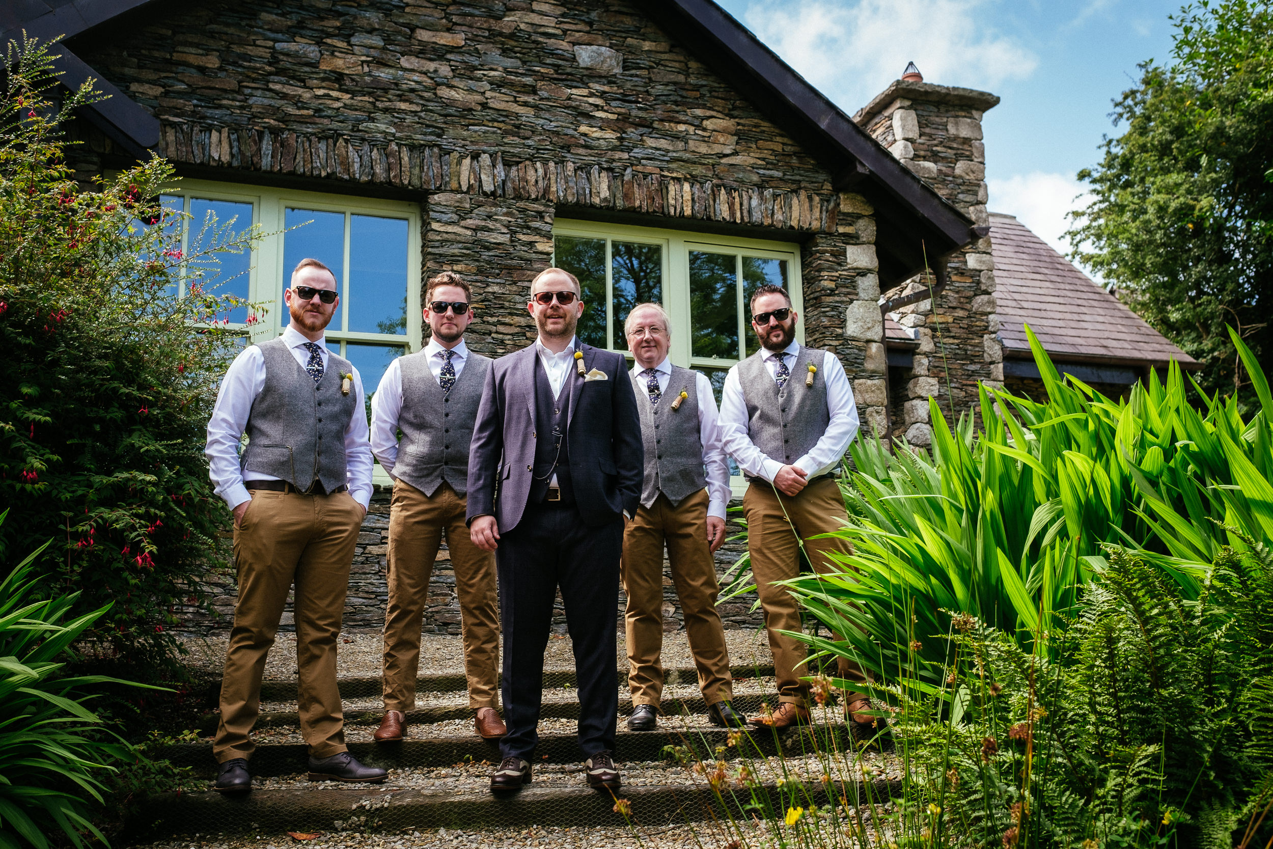 groom and his groomsmen outside grouse lodge wicklow