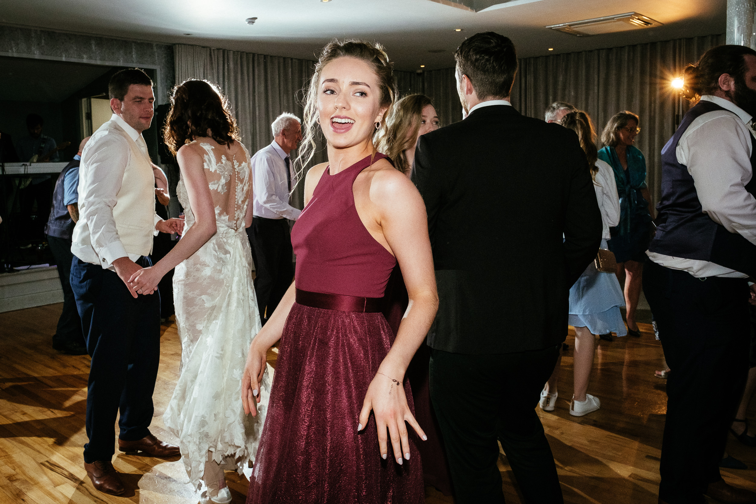 bridesmaid dancing at Dunmore House Hotel Cork