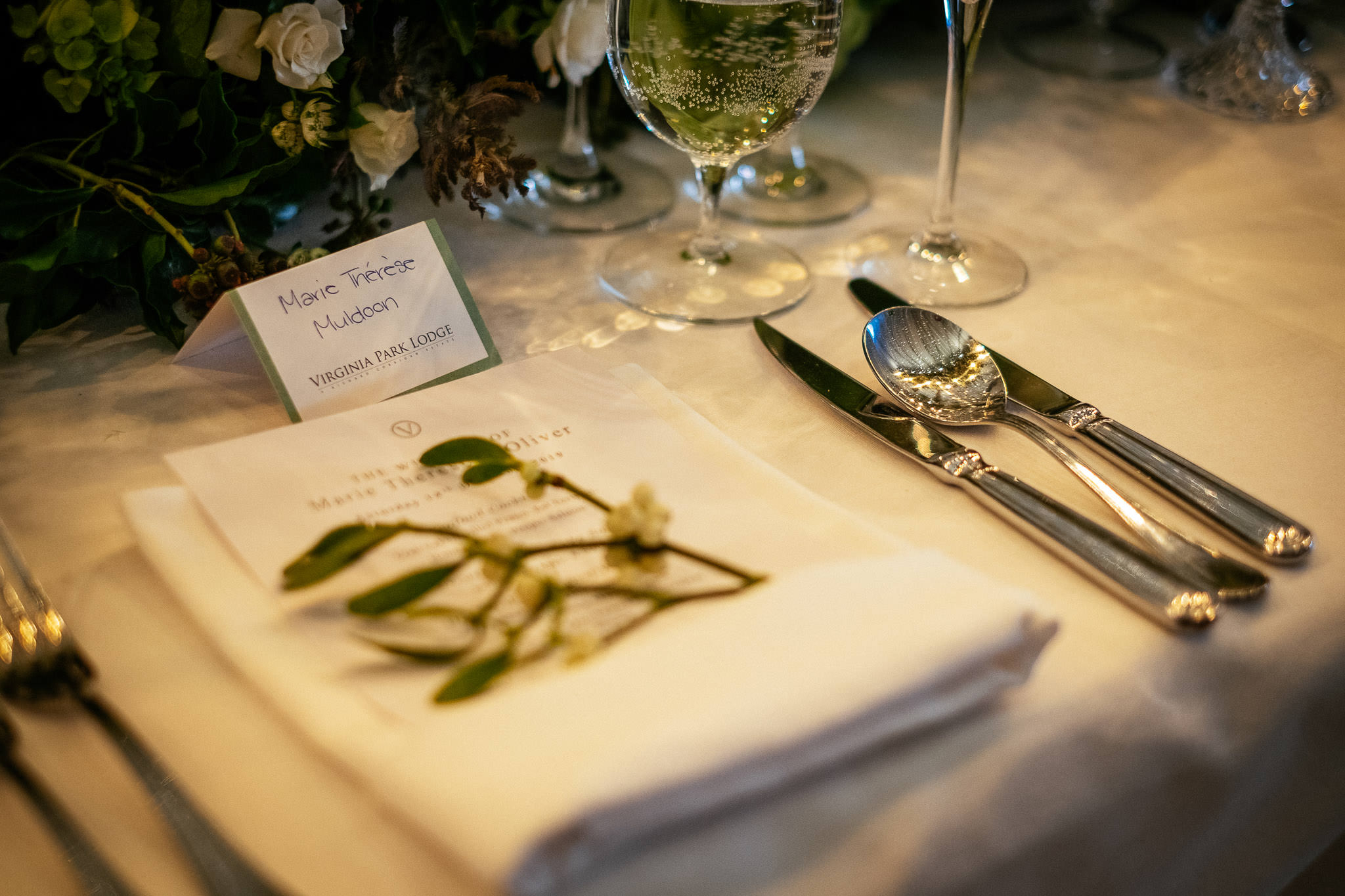 table details at Virginia Park Lodge wedding