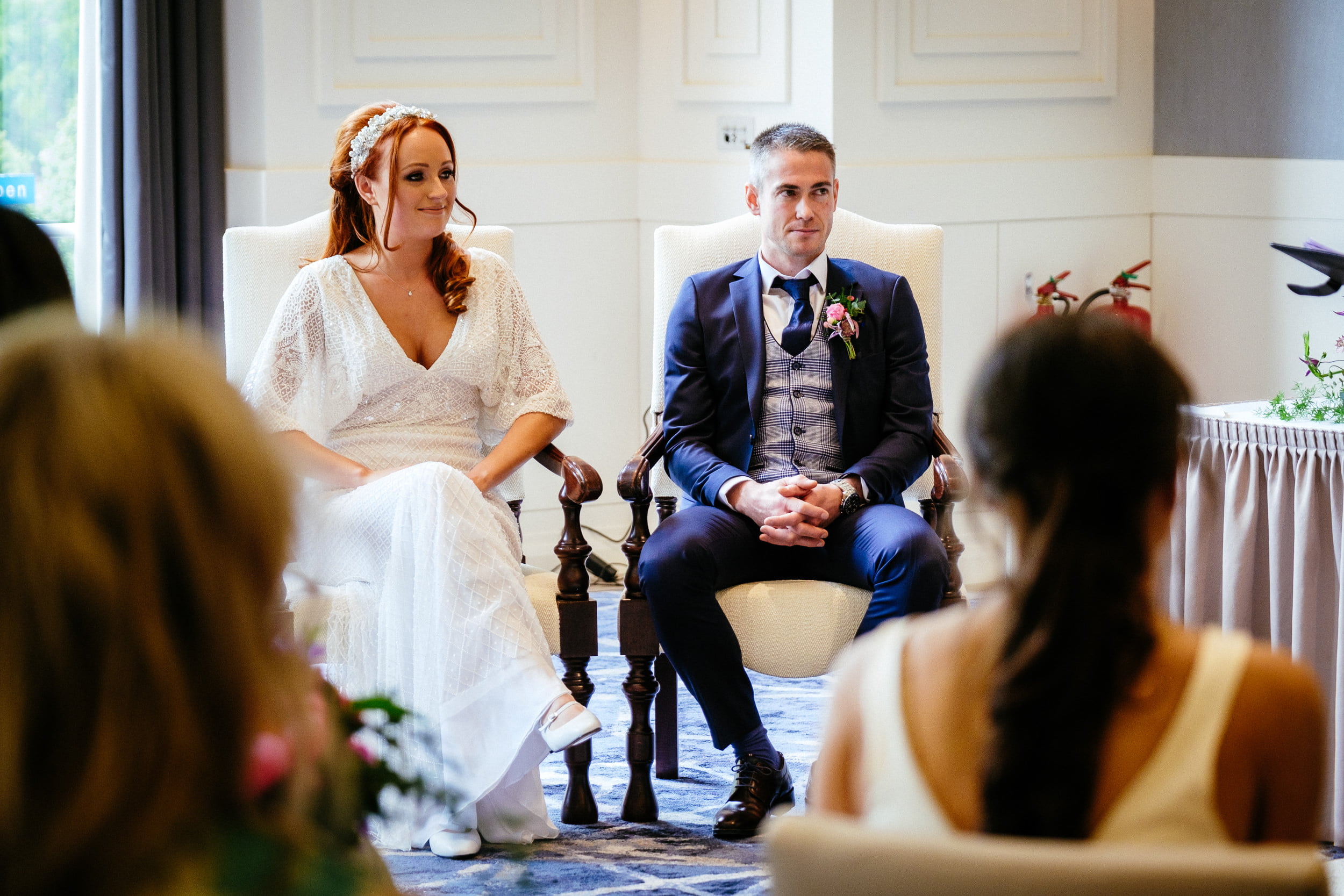 bride and groom during their wedding ceremony at the Fota Island Resort Cork