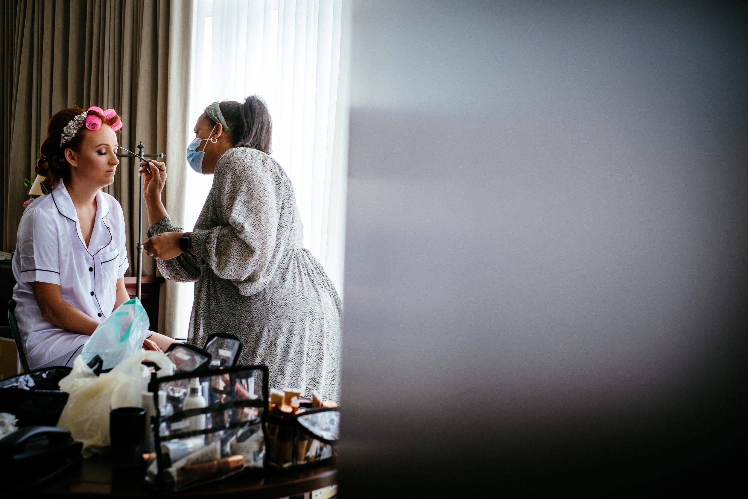 makeup being applied to bride at the Fota Island Resort Cork