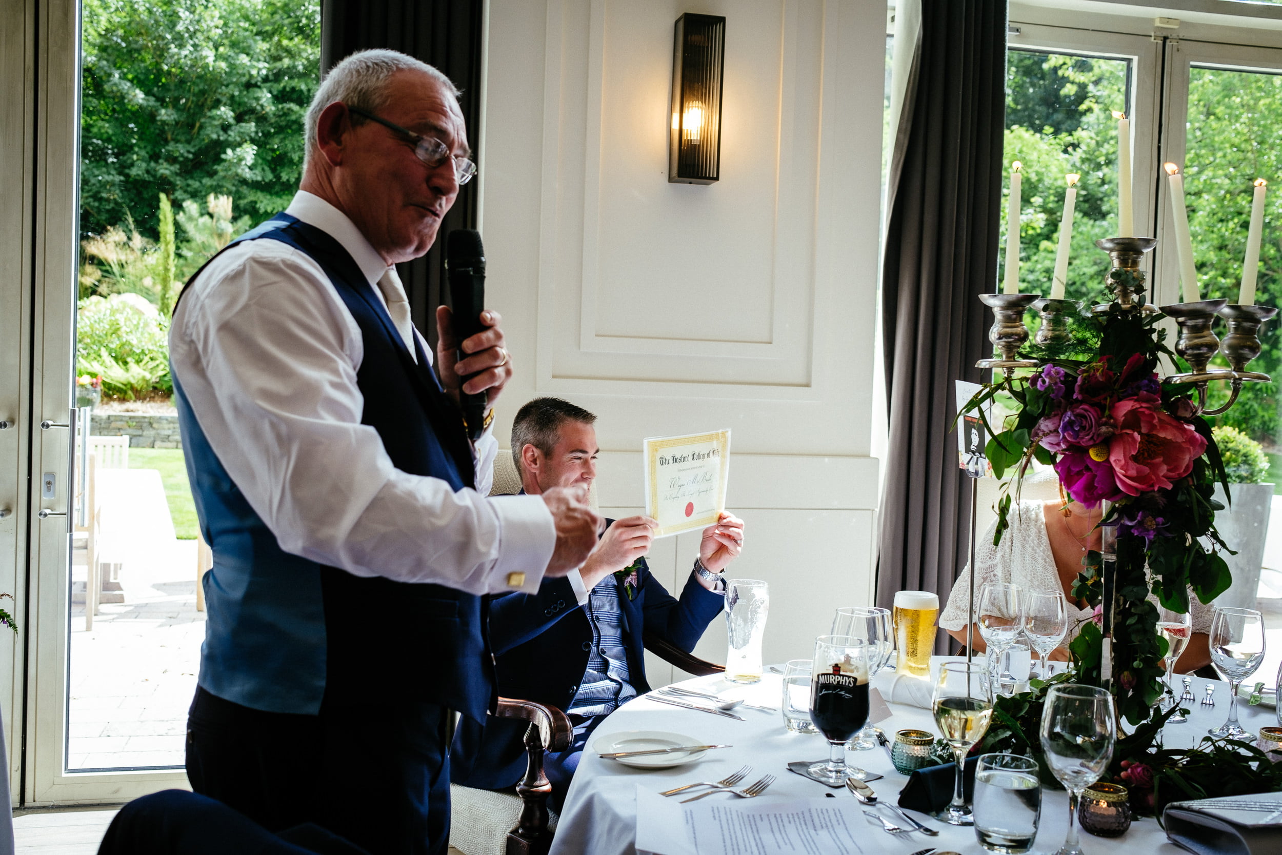 grooms father making a speech at a Fota Island Resort Cork wedding